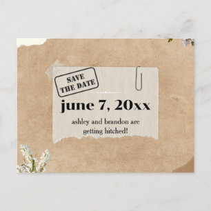 Boho Kraft Papier Bloemige SAVE THE DATE  Briefkaart