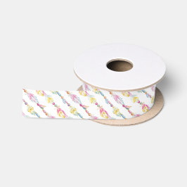 Boho kralen en veren waterverf art lint