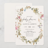 Boho krans Baby shower uitnodiging (Voorkant / Achterkant)