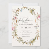 Boho krans Baby shower uitnodiging (Voorkant)