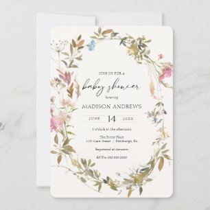 Boho krans Baby shower uitnodiging