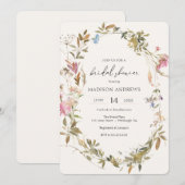 Boho krans bruids douche uitnodiging (Voorkant / Achterkant)