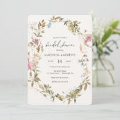 Boho krans bruids douche uitnodiging (Staand voorkant)