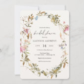 Boho krans bruids douche uitnodiging (Voorkant)