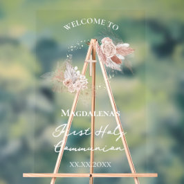 boho krans Eerste communie welkomstbord Acryl Bord