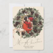 Boho Krans met Bow Foto Kerstmis Feestdagenkaart (Voorkant)