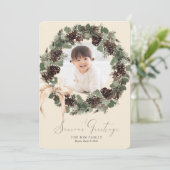 Boho Krans met Bow Fotovakantie Feestdagenkaart (Staand voorkant)
