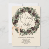 Boho Krans met Lint Kerstfeest Feestdagenkaart (Voorkant)