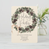 Boho Krans met Strik Kerstfeest Feestdagenkaart (Staand voorkant)