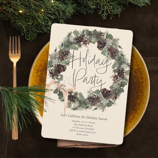 Boho Krans met Strik Kerstfeest Feestdagenkaart