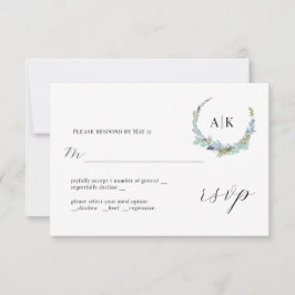 Boho krans op witte moderne bruiloft RSVP Kaart