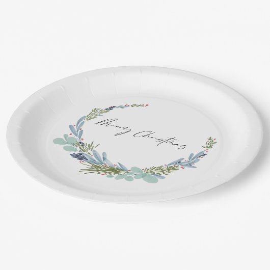 Boho krans Vrolijk Kerstmis Modern Design Papieren Bordje (Gekanteld)