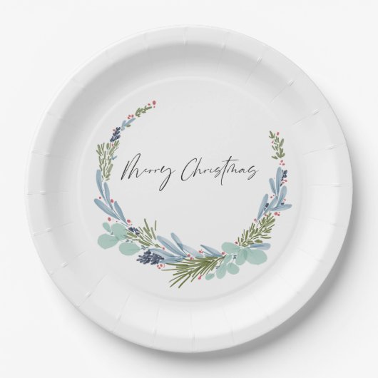 Boho krans Vrolijk Kerstmis Modern Design Papieren Bordje (Voorkant)