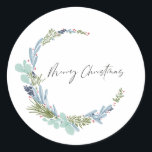 Boho krans Vrolijk Kerstmis Modern Design Ronde Sticker<br><div class="desc">Boho krans Vrolijk Kerstmis Modern Design</div>