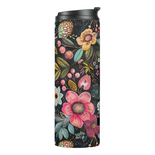  BoHo krijt Bloemen Thermische Tumbler Thermosbeker (Gedraaid links)
