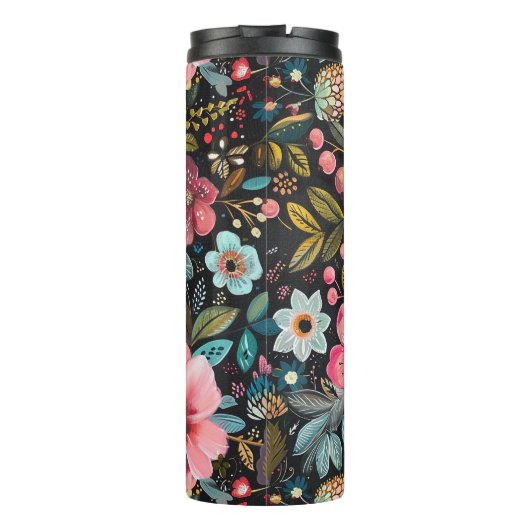  BoHo krijt Bloemen Thermische Tumbler Thermosbeker (Achterkant)