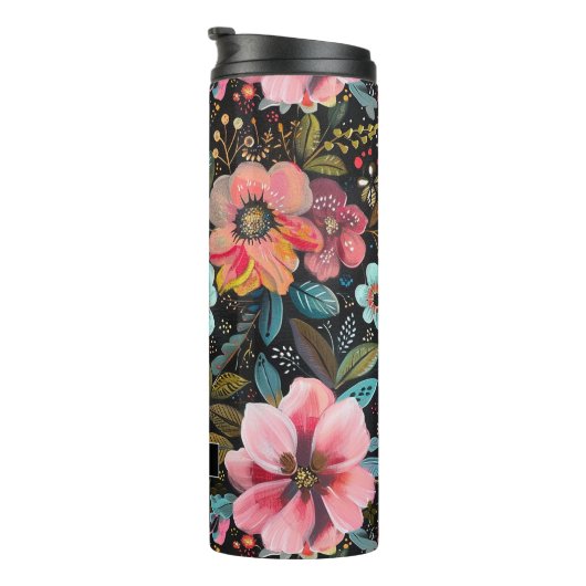  BoHo krijt Bloemen Thermische Tumbler Thermosbeker (Geroteerd rechts)