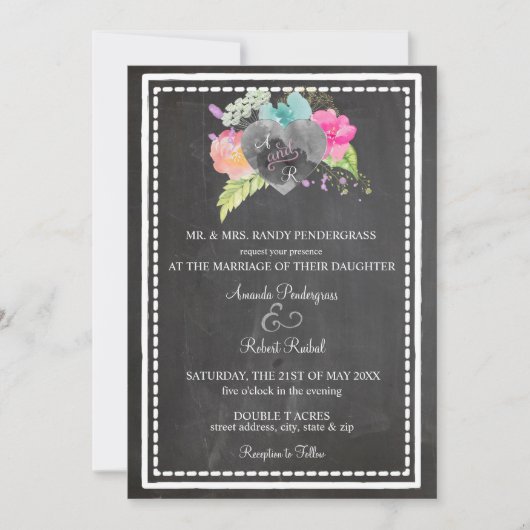 Boho Krijtbord Uitnodiging (Voorkant)