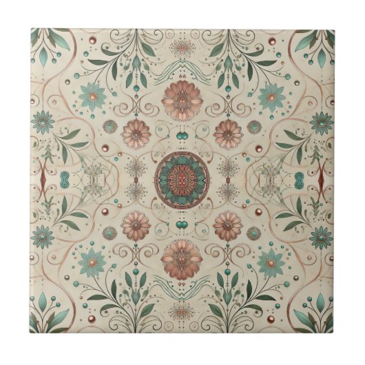 Boho Kruiden Klein Patroon Tegeltje (Voorkant)
