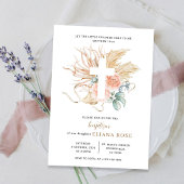 Boho-kruis met Pampas Gras Roos Doop Kaart