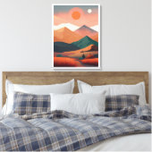 Boho kunst minimalistische landschapsbergen canvas afdruk (Insitu (Slaapkamer))