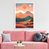 Boho kunst minimalistische landschapsbergen canvas afdruk (Insitu (Woonkamer))