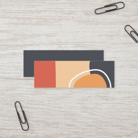 Boho kunst, terracotta rood, blauw, witte lijn kun mini visitekaartje (Voorkant / Achterkant in situ)