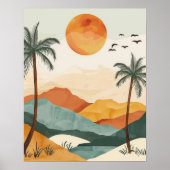 Boho Kunstprint Landschapsmuur Zonsondergang Woest Poster (Voorkant)