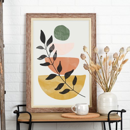 Boho Kunststijl Moderne Bladeren Poster