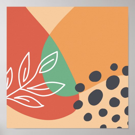 Boho kunstwerk, bloemlijn kunst kleurrijke vormen poster (Voorkant)