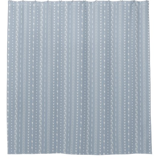 Boho Kust Pijl Streep Geometrisch Stof Blauw Douchegordijn (Voorkant)