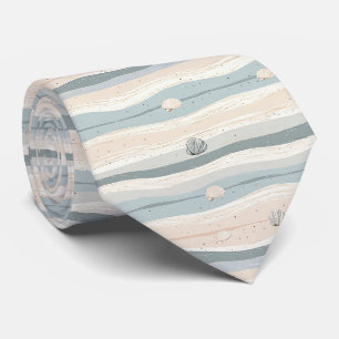 Boho Kust Zeeschelp Golfpatroon Stropdas