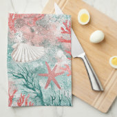 Boho Kust Zeeschelp Patroon Theedoek (Quarter Fold)