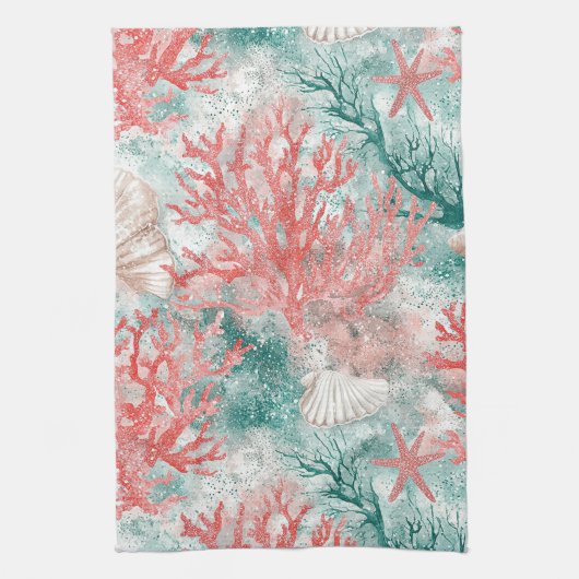 Boho Kust Zeeschelp Patroon Theedoek (Verticaal)