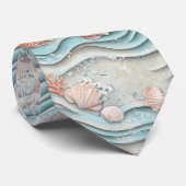 Boho Kust Zeeschelpenpatroon Stropdas (Opgerold)