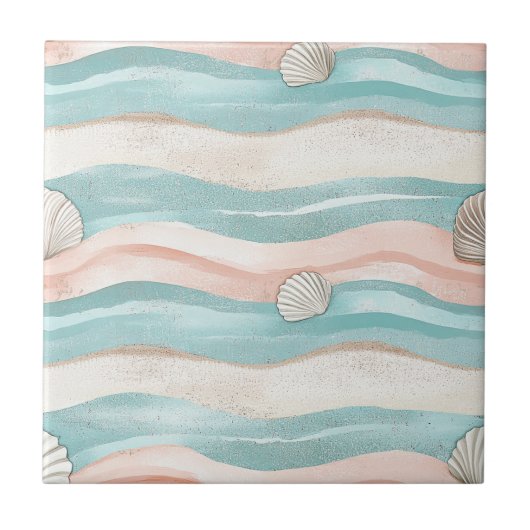 Boho Kustgolven Zeeschelpen - Kalme Strandvibes Tegeltje (Voorkant)