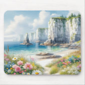 Boho Kustkliffen Wilde Bloemen Strand Kunst Muismat (Voorkant)