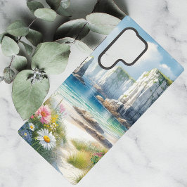 Boho Kustkliffen Wilde Bloemen Strand Kunst Samsung Galaxy Hoesje