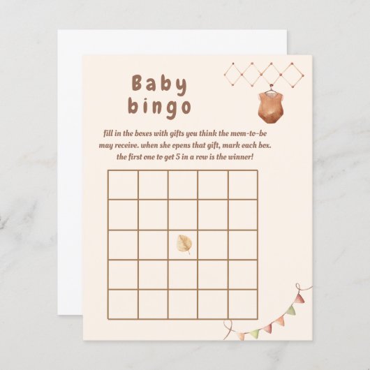 Boho kwekerij Baby bingo. (Voorkant / Achterkant)