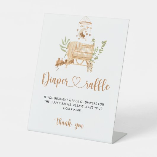 Boho kwekerij Diaper raffle Pedestal Sign Reclamebord Met Voetstuk (Voorkant)