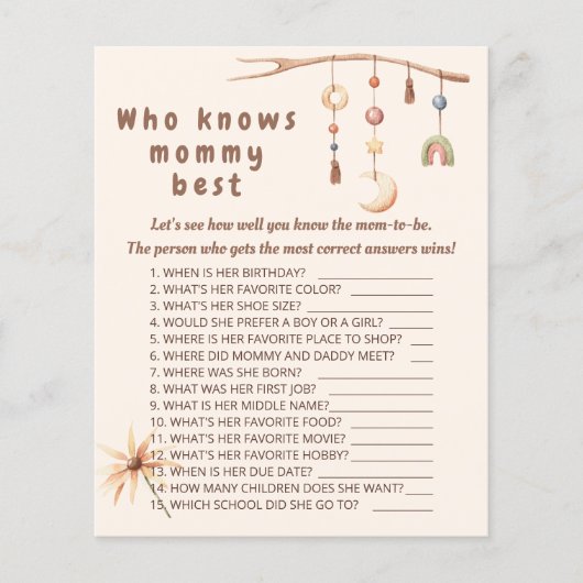 Boho-kwekerij die het beste spel voor mama kent. (Voorkant)