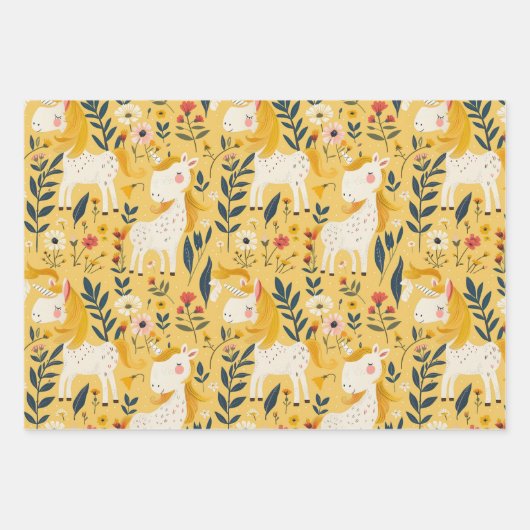 Boho kwekerij eenhoorns, baby shower cadeau inpakpapier vel (Voorkant 2)