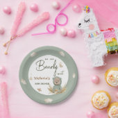 Boho kwekerij Groene Teddybeer Baby shower Papieren Bordje (Feest)