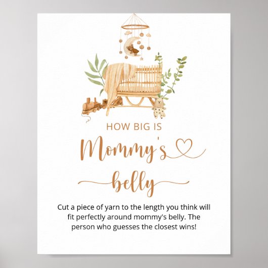 Boho kwekerij Hoe groot is mama's buik Poster (Voorkant)