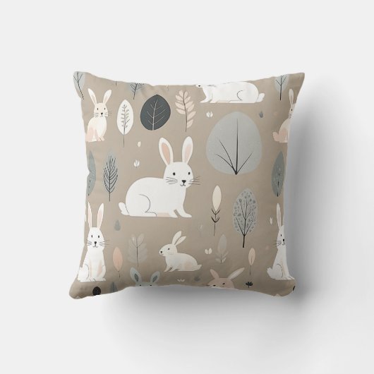 Boho kwekerij minimalistisch konijntje konijntjes  kussen (Achterkant)