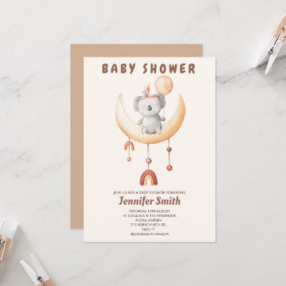 Boho kwekerij, mobiel, klein koala baby shower kaart