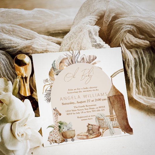 Boho kwekerij Modern Elegant Baby shower Kaart