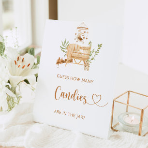 Boho-kwekerij raden hoeveel snoepjes voetsporen reclamebord met voetstuk