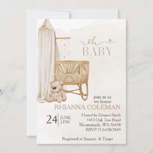 Boho kwekerij Teddy Bear baby shower Kaart