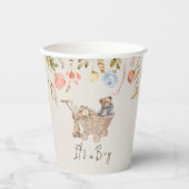 Boho kwekerij Teddy Bear Wilde Bloemen Papier Cups Papieren Bekers (Voorkant)